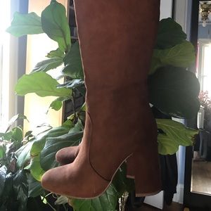 Knee-high faux suede boots